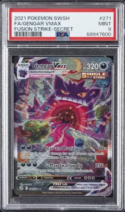 2021 POKEMON SWORD & SHIELD FUSION STRIKE SECRET #271 FULL ART/GENGAR VMAX PSA 9 - Image 1