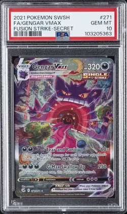 2021 POKEMON SWORD & SHIELD FUSION STRIKE SECRET FULL ART/GENGAR VMAX PSA 10 - Image 1