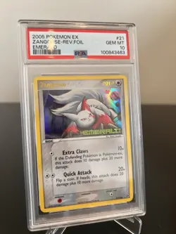 Pokemon Zangoose 21 EX Emerald Reverse Holo Rare 2005 PSA 10 Gem Mint Low Pop 13 - Image 1