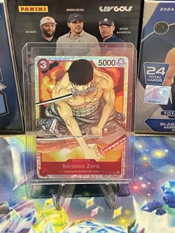 Light Play One Piece Card Game ST01-013 Rare Roronoa Zoro Foil - Image 1