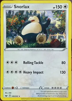 Snorlax Rare - 140/202 - Sword & Shield Pokemon 2020 - Image 1