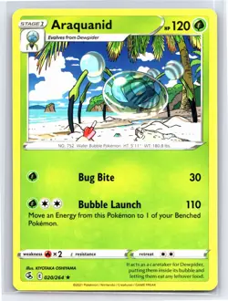 2021 Pokemon TCG - Fusion Strike - Araquanid Regular - 20/264 - NM - Image 1