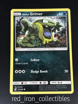 Alolan Grimer 127/236 Common Unified Minds Sun & Moon Pokemon Card 2019 - Image 1