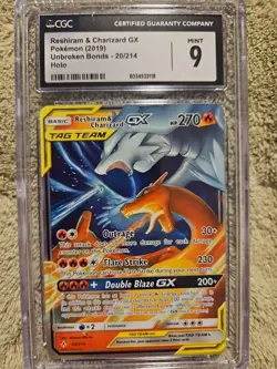Pokemon Reshiram & Charizard GX (2019) Unbroken Bonds-20/214 -Holo CGC MINT 9 - Image 1
