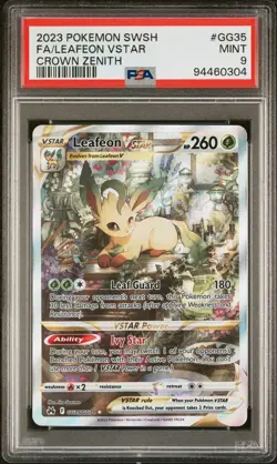 2023 Pokemon #GG35 Leafeon Vstar Full Art Crown Zenith PSA 9 - Image 1