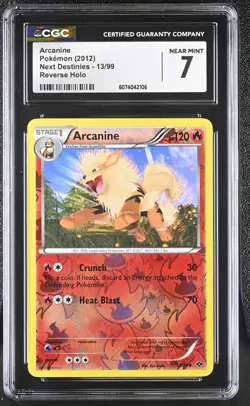 CGC 7 Arcanine 2012 Next Destinies 13/99 Reverse Holo Pokemon Card - Image 1