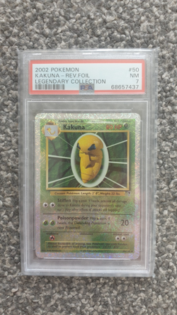 POKEMON CARD 2002 KAKUNA REVERSE FOIL/HOLO LEGENDARY COLLECTION #50 GRADED PSA 7 - Image 1