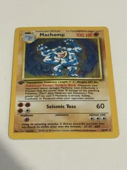 Pokemon TCG Machamp Holo Rare 1st Edition Base Set, 8/102, Vintage 1999 - Image 1