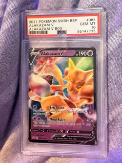 2021 Pokemon TCG Alakazam v SWSH083 NM/Mint Condition PSA 10 - Image 1