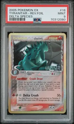 2005 POKEMON EX DELTA SPECIES #16 TYRANITAR-REVERSE FOIL PSA 9 - Image 2