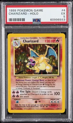 1999 POKEMON BASE SET UNLIMITED #4 CHARIZARD-HOLO PSA 5 - Image 1