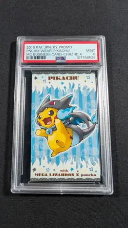Pokemon Japanese Mega Charizard X Poncho Pikachu PSA 9 MINT Business Card - Image 1
