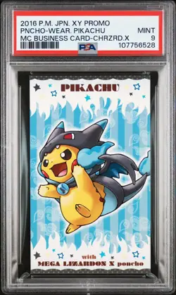Pokemon Japanese Mega Charizard X Poncho Pikachu PSA 9 MINT Business Card - Image 3