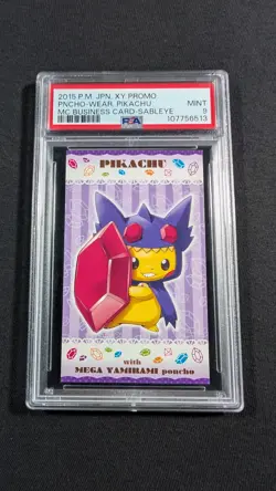 Pokemon Japanese Mega Sableye Poncho Pikachu PSA 9 MINT Business Card - Image 1