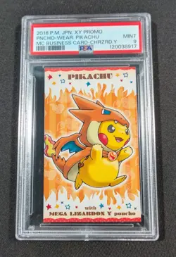 Pokemon Japanese Mega Charizard Y Poncho Pikachu PSA 9 MINT Business Card - Image 1