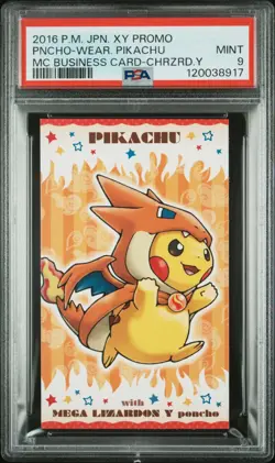 Pokemon Japanese Mega Charizard Y Poncho Pikachu PSA 9 MINT Business Card - Image 3