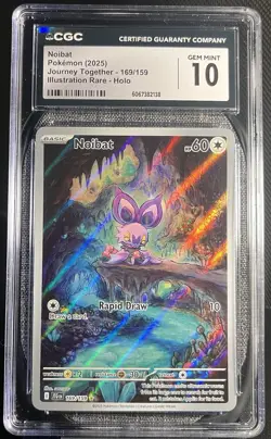CGC 10 GEM MINT Pokemon Noibat 169/159 Journey Together Illustration Rare - Image 1