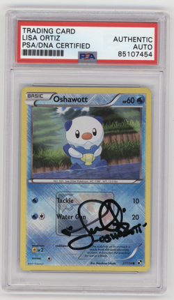 PSA Signed Lisa Ortiz Pokemon League Oshawott Black White Cross Holo 27/114 - Image 1