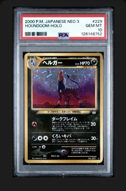 Pokemon PSA 10 Houndoom Holo #229 Neo 3 Japanese 2000 Gem Mint Revelation SWIRL - Image 1