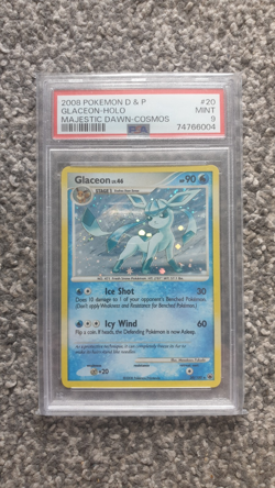 POKEMON CARD 2008 D & P GLACEON HOLO MAJESTIC DAWN COSMOS #20 GRADED PSA 9 - Image 1