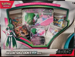 IRON VALIANT EX BOX Pokemon TCG 4 Booster Packs + 4 Foil Promo Cards SEALED NEW - Image 1
