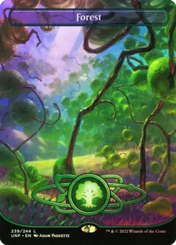 Forest #239 Borderless Foil Unfinity NM MTG - Image 1