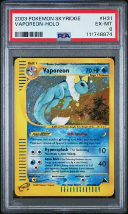2003 POKEMON SKYRIDGE #H31 VAPOREON-HOLO PSA 6 - Image 1