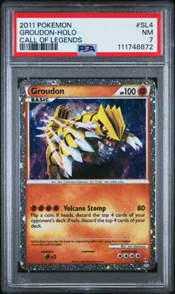 2011 POKEMON CALL OF LEGENDS #SL4 GROUDON-HOLO PSA 7 - Image 1