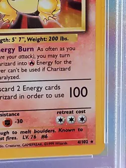 1999 Pokemon Base Set Unlimited | #4 Charizard Holo PSA 5 - Image 4
