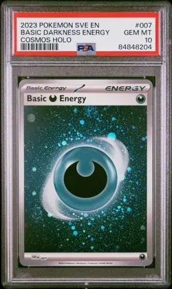 2023 Pokemon Sve En-Basic Energies #007 Basic Darkness Energy Cosmos Holo PSA 10 - Image 1