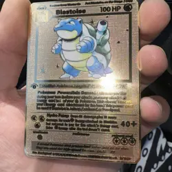 Blastoise Gold Pokemon Card Collectible/Gift/Display custom metal heavy 1st - Image 1