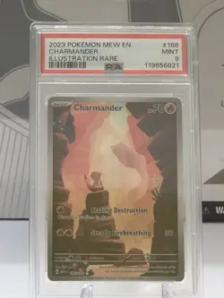 2023 Pokemon Mew EN-151 Charmander #168 Illustration Rare PSA 9 - Image 1