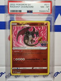 2022 Pokemon Go Radiant Charizard 011 PSA 8 NM-MT - Image 1