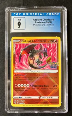 Pokemon TCG Pokemon GO 011/078 RADIANT CHARIZARD CGC Graded 9 MINT - Image 1