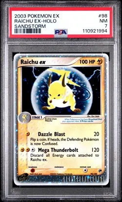 2003 POKEMON EX SANDSTORM #98 RAICHU EX-HOLO PSA 7 - Image 1