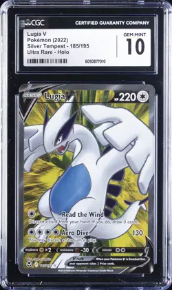 2022 POKEMON SILVER TEMPEST ULTRA RARE, HOLO #185/195 LUGIA V CGC 10 GEM MINT - Image 1