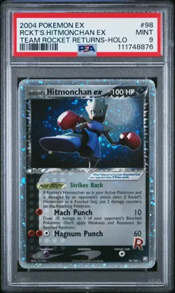 2004 POKEMON EX TEAM ROCKET RETURNS #98 ROCKET'S HITMONCHAN EX-HOLO PSA 9 - Image 1