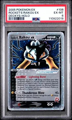 2005 POKEMON EX DEOXYS #108 ROCKET'S RAIKOU EX-HOLO PSA 6 - Image 1
