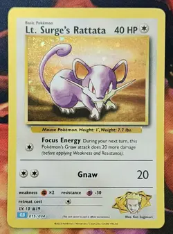 Lt. Surge's Rattata 015/034 Trading Card Game Classic Holo - Image 1