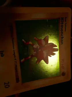 LP(Shadowless) Pokemon HITMONCHAN Card BASE 7/102 Holo Rare Semi Off Center OC#6 - Image 5