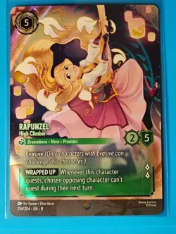 Disney Lorcana Rapunzel High Climber Enchanted Card #214/204 Reign of Jafar NM - Image 1