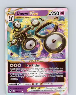 Pokemon TCG Unown Vstar SWSH Silver Tempest 066/195 Ultra Holo Rare Card NM - Image 1
