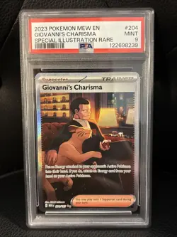 2023 POKEMON MEW EN-151 SPECIAL ILLUSTRATION RARE #204 GIOVANNI'S CHARISMA PSA 9 - Image 1