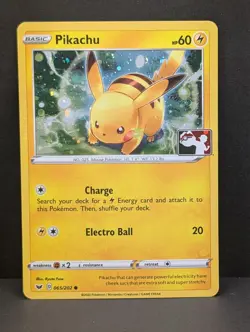 Pikachu Cosmos Holo 065/202 League & Championship Promo Stamped Pokemon TCG NM - Image 1