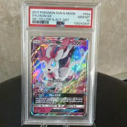 2017 Pokemon SYLVEON GX S&M Green-Yellow Alt Full Art #92a PSA 10 Low Pop - Image 1