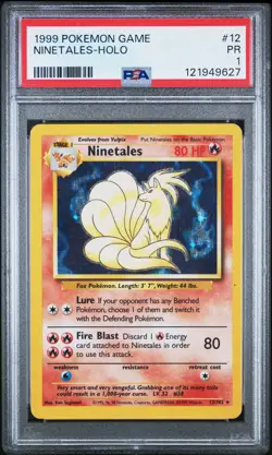 1999 POKEMON GAME #12 NINETALES-HOLO PSA 1 - Image 1