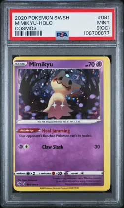PSA 9(OC) 2020 Pokemon SWSH Mimikyu - Holo Cosmos #081 Mint Rare Basic LOW POP - Image 1