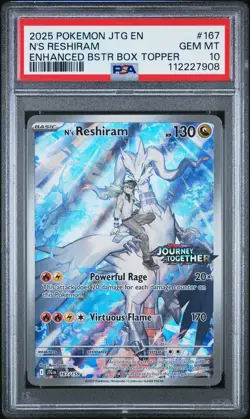 2025 POKEMON JTG EN-JOURNEY TOGETHER #167 N'S RESHIRAM PSA 10 - Image 1