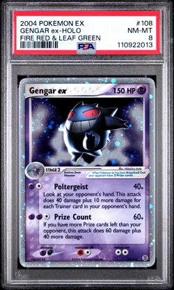 2004 POKEMON EX FIRE RED & LEAF GREEN #108 GENGAR EX-HOLO PSA 8 - Image 1