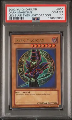 2002 YU-GI-OH! LOB-LEGEND OF BLUE EYES WHITE DRAGON #005 DARK MAGICIAN PSA 10 - Image 1